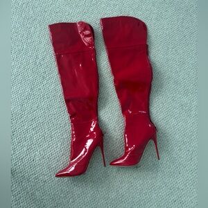 Red Patent Leather Over-the-Knee Boots
